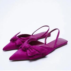 Zara Pointed Toe Bow Flats